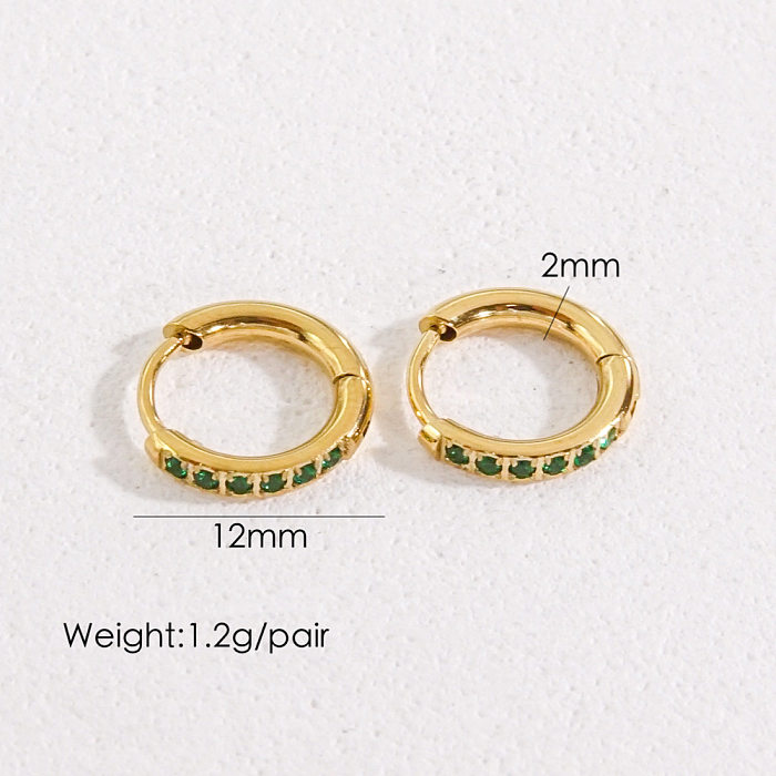 1 Pair Streetwear Solid Color Plating Inlay Stainless Steel  Artificial Gemstones Earrings