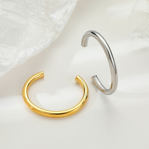 Bracelet plaqué or blanc, Style Simple rétro, Type C, couleur unie, placage en acier inoxydable, vente en gros