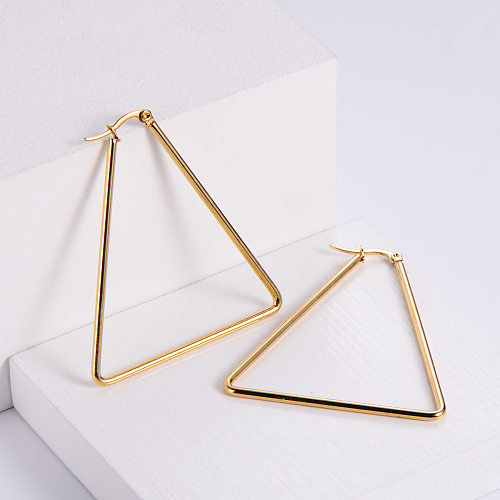 Fashion Triangle Stainless Steel  Plating Hoop Earrings 1 Pair