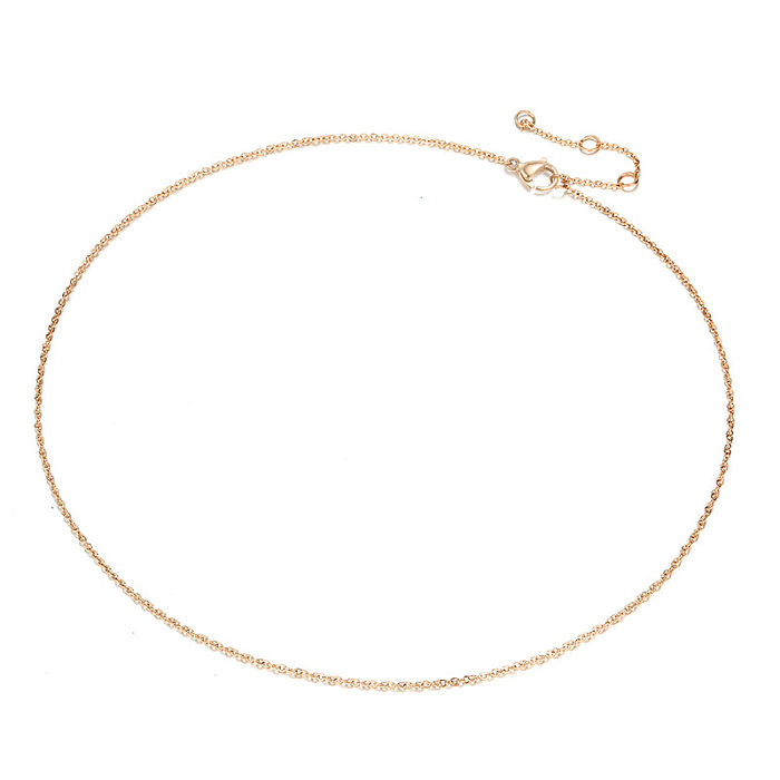 Senhoras rosa ouro colar simples corrente de aço inoxidável colar jóias por atacado