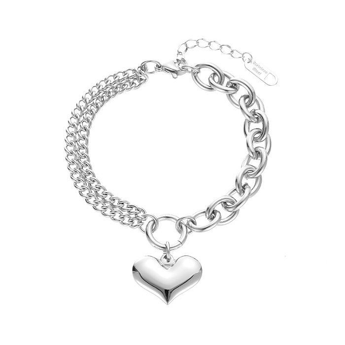 Fashion Heart-Shaped Pendant Titanium Steel Bracelet
