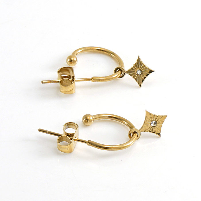 Einfache Stern-Ohrringe mit Intarsien-Zirkon-Design, 1 Paar