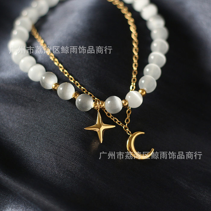 Bijoux de mode Bracelet en acier au titane élastique en deux pièces d'étoile de lune