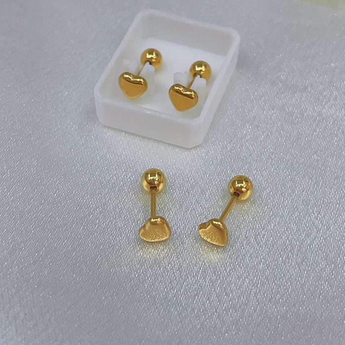 1 Pair Simple Style Heart Shape Plating Stainless Steel Gold Plated Ear Studs