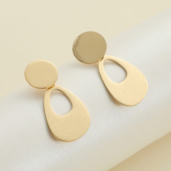 1 Pair Elegant Water Droplets Solid Color Stainless Steel  Drop Earrings