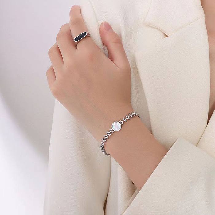Glam Sexy Round Heart Shape Titanium Steel Plating 18K Gold Plated Silver Plated Bracelets