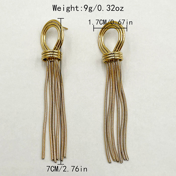 1 paire de boucles d'oreilles pendantes en acier inoxydable plaqué or, Style Vintage, Style romain Simple, couleur unie