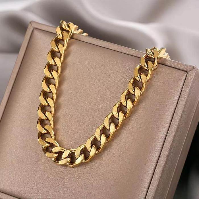 Hip-Hop Geometric Solid Color Stainless Steel Plating Necklace 1 Piece