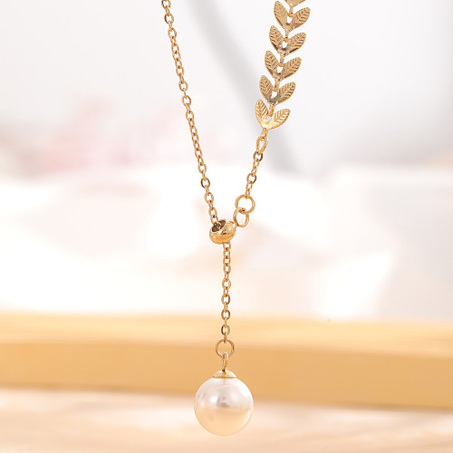 Retro Classic Style Ball Stainless Steel Plating Gold Plated Necklace