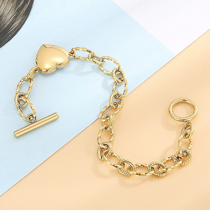 Stainless Steel Heart Shape OT Buckle Bracelet Wholesale Jewelry jewelry