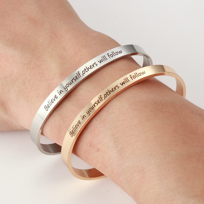 Bracelet en acier inoxydable avec lettres de mode, bracelets en acier inoxydable