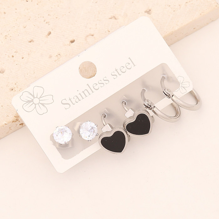 1 Set Vintage Style Simple Style Star Heart Shape Butterfly Enamel Stainless Steel  Earrings