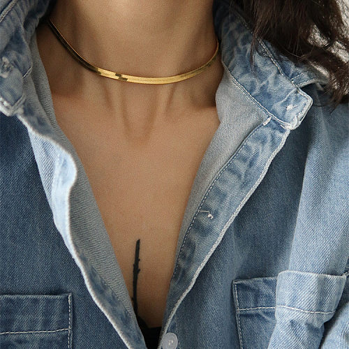 Modische, einfarbige Edelstahl-Halskette, 1 Stück