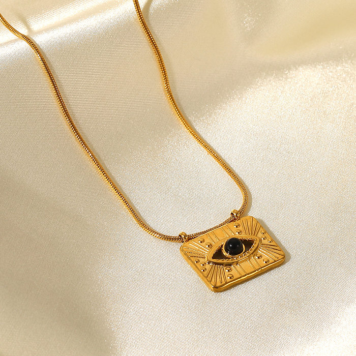 Fashion New Square Eye Snake Bones Pendant Stainless Steel 18K Gold Stainless Steel  Necklace