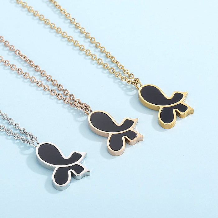 Sweet Butterfly Stainless Steel  Plating Acrylic Pendant Necklace 1 Piece