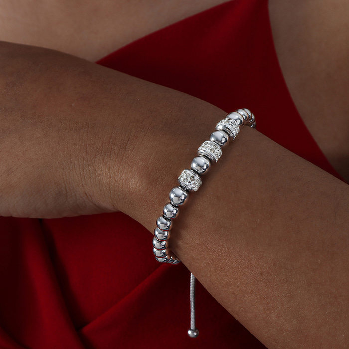 Streetwear-Armbänder in Tier-Herzform aus Titanstahl mit Perlenbeschichtung und Inlay aus künstlichem Diamant