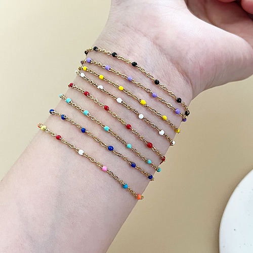 Bracelets à chaîne en acier inoxydable de couleur unie de style simple