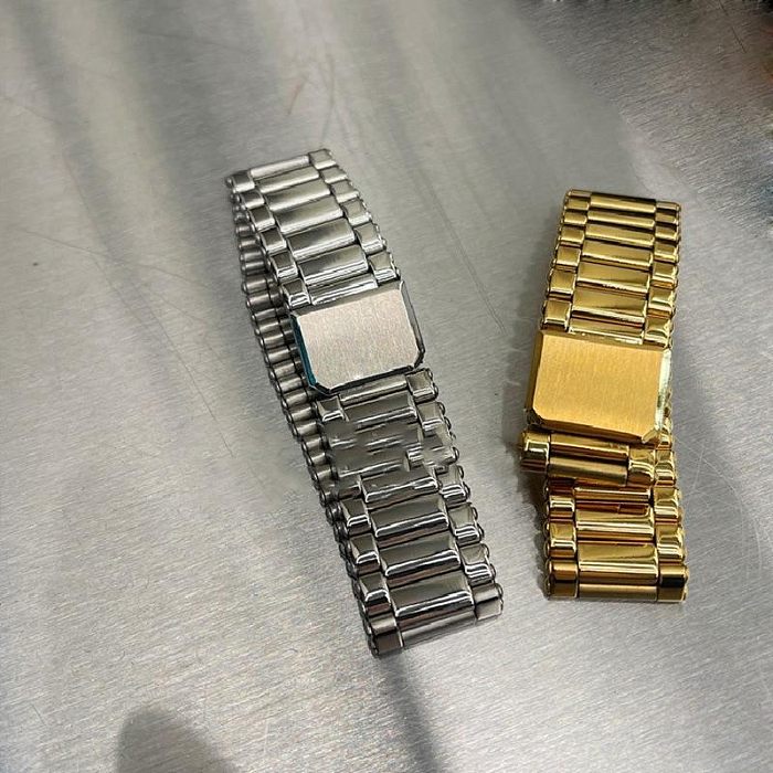 Classic Style Solid Color Stainless Steel Gold Plated Bracelets In Bulk