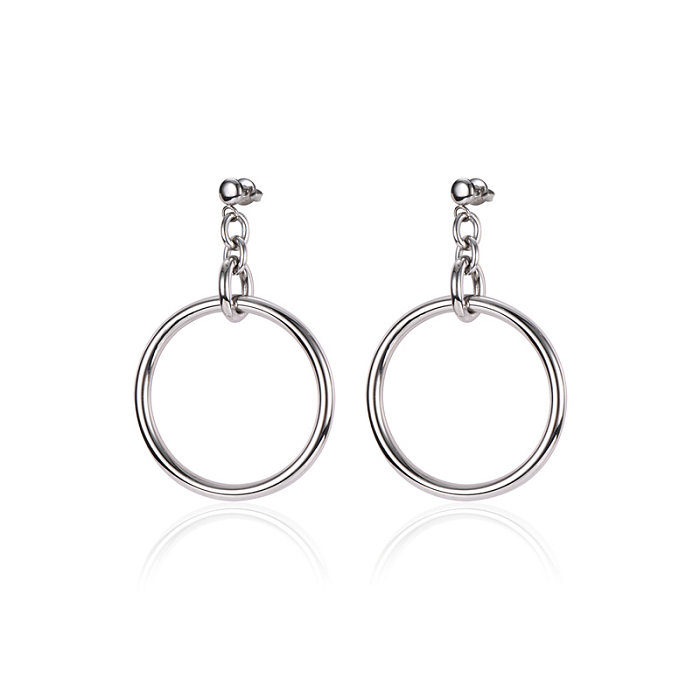 1 paire de boucles d'oreilles pendantes en acier inoxydable, Style Simple, couleur unie, ajouré