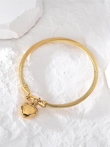 Vintage Style Heart Shape Titanium Steel Polishing Plating 18K Gold Plated Bangle