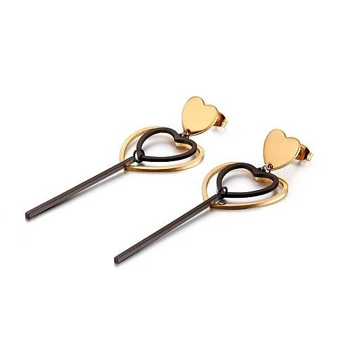 European And American New Earrings Women's Heart-Shaped Long Earrings In Stock Wholesale Stainless Steel  Fashion Simple Jewelry