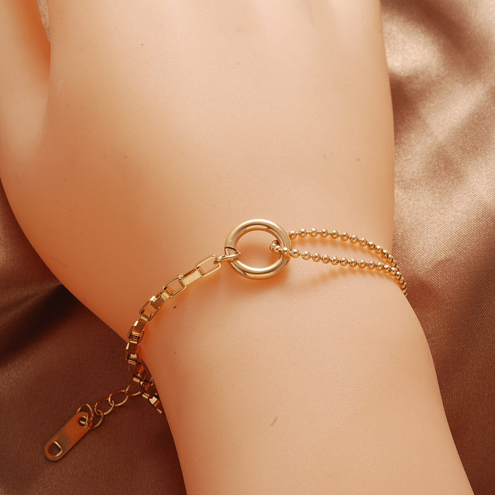 Simple Style Round Stainless Steel Plating Bracelets 1 Piece