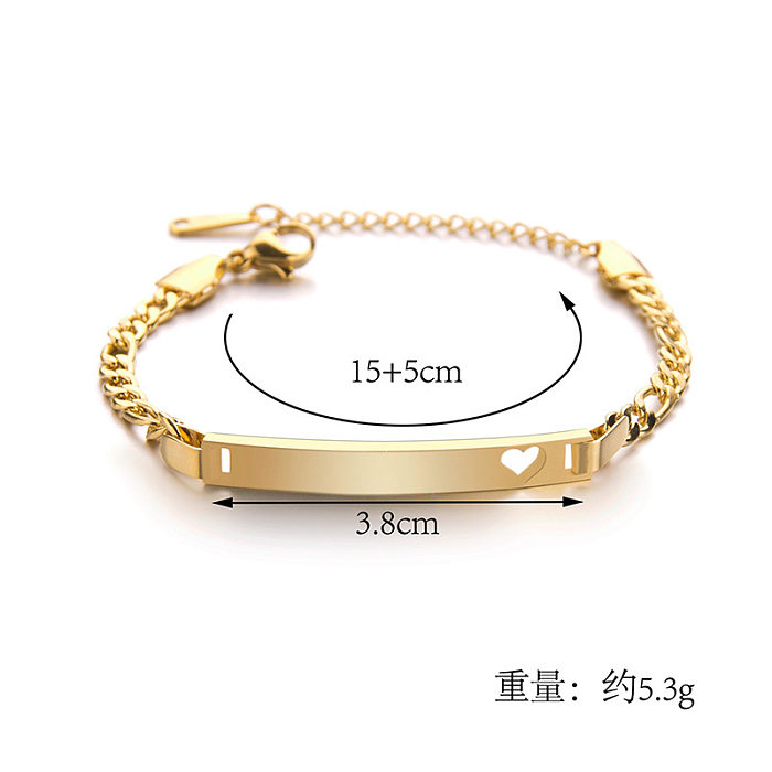 1 pièce de bracelets en acier inoxydable en forme de cœur de style simple