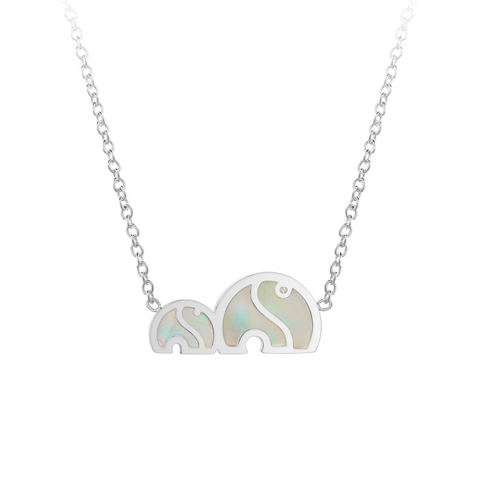 Casual Simple Style Classic Style Animal Elephant Stainless Steel  Stainless Steel Polishing Plating Inlay Zircon Silver Plated Pendant Necklace