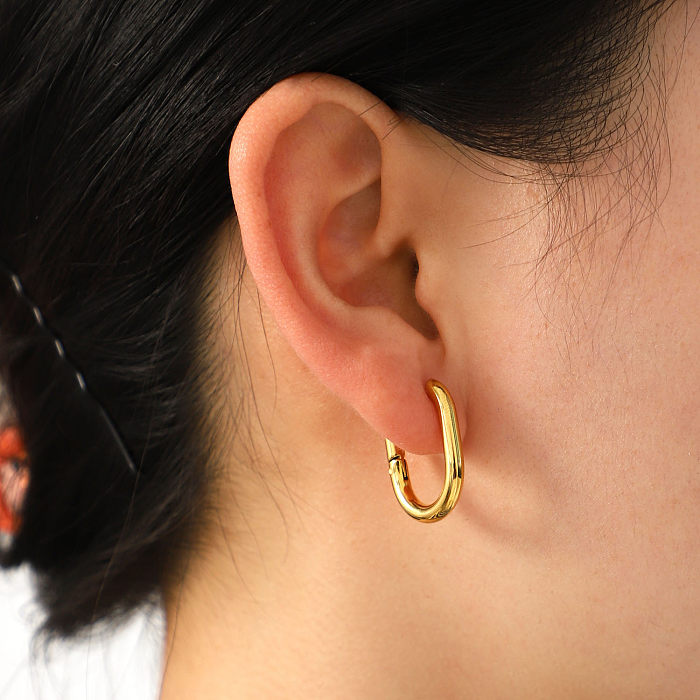 Boucles d'oreilles en acier inoxydable à placage géométrique de style simple rétro