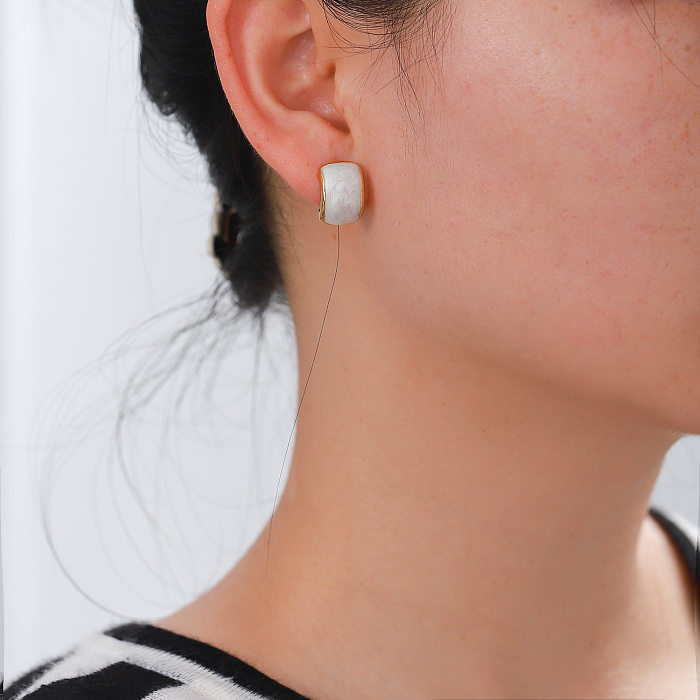 Damenmode Einfacher Stil Geometrischer Edelstahl Ohne Eingelegte Ohrringe Überzug Edelstahlohrringe