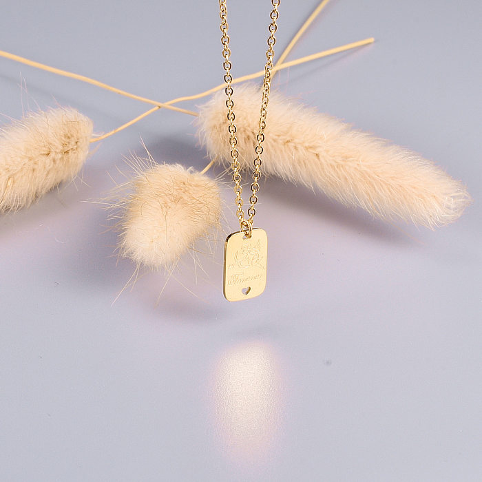IG Style Angel Heart Shape Stainless Steel Pendant Necklace In Bulk