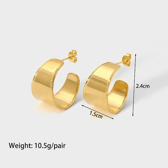 1 Pair Modern Style C Shape Plating Stainless Steel  Ear Studs