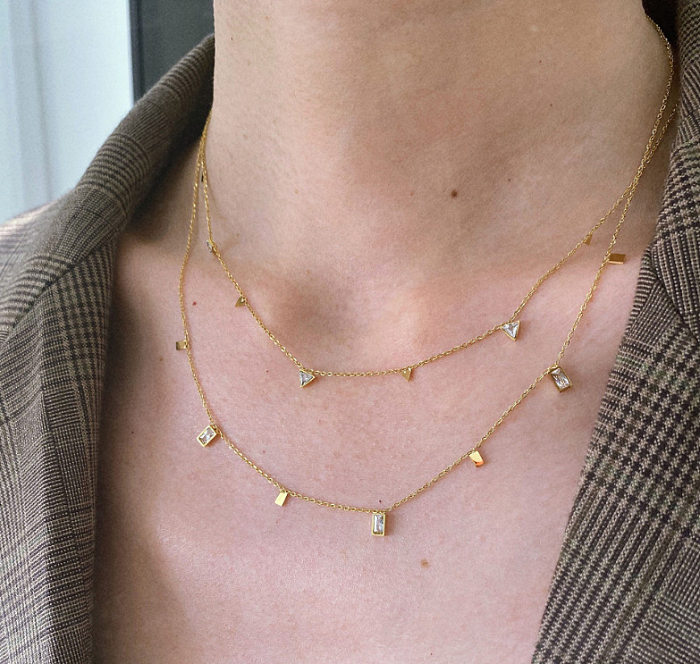 Water Drop Triangle Zircon Necklace Wholesale jewelry