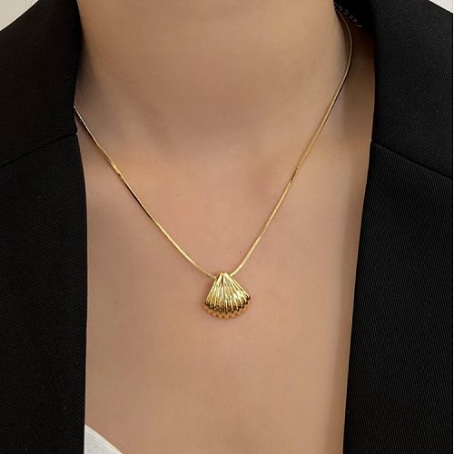 Retro Shell Stainless Steel Plating Pendant Necklace 1 Piece
