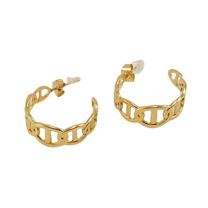 Simple Style Geometric Stainless Steel  Ear Studs Inlaid Gold Stainless Steel  Earrings 1 Pair