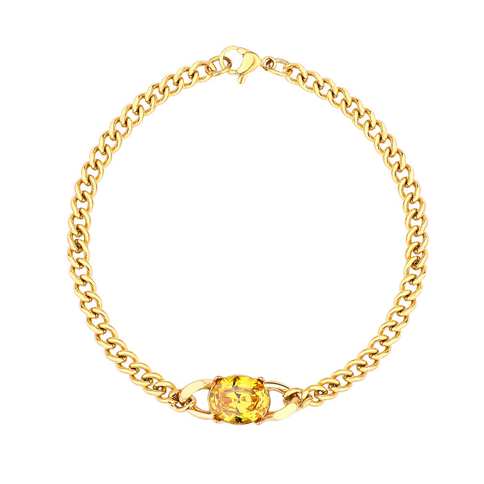 Pulseiras de zircão banhadas a ouro de aço inoxidável em formato de coração quadrado bonito estilo simples a granel