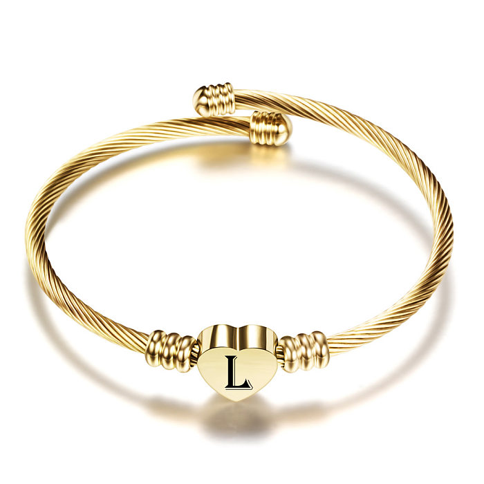 Simple Style Letter Stainless Steel Plating Bangle