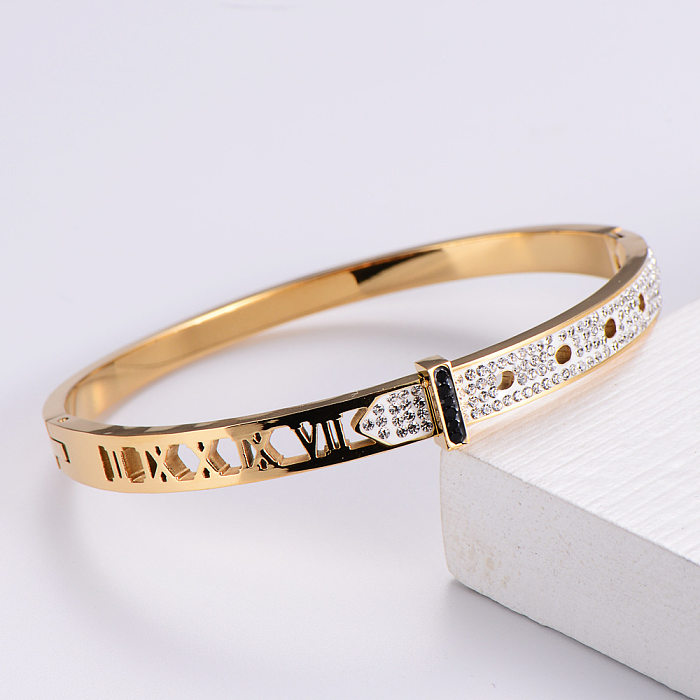 Bracelet à la mode pour femmes, bracelet en diamant creux, en acier inoxydable