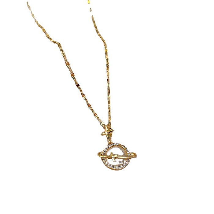 Collier avec pendentif en opale et croix, lune, incrustation en acier inoxydable, 1 pièce