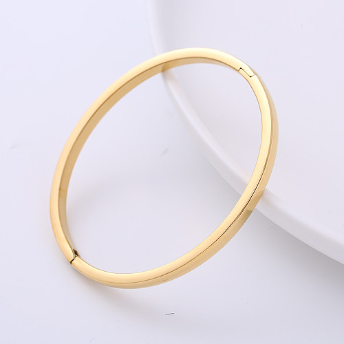 Simple Style Solid Color Stainless Steel Gold Plated Bangle 1 Piece