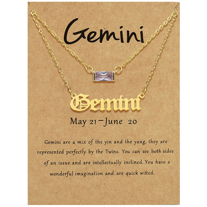 Sexy Simple Style Letter Constellation Stainless Steel  18K Gold Plated Zircon Pendant Necklace In Bulk