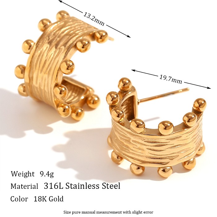 1 par de brincos de orelha banhados a ouro 18K, estilo simples, estilo clássico, formato C, cor sólida
