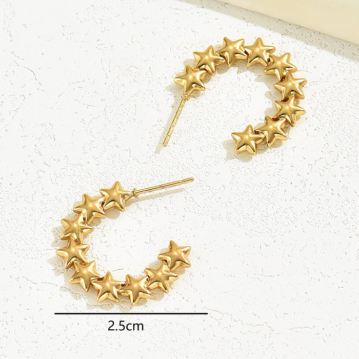 1 Pair IG Style Basic Commute Geometric Star Plating Stainless Steel  18K Gold Plated Earrings