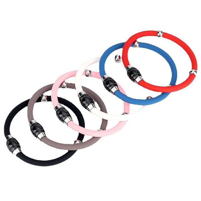 Lady Simple Style Solid Color Silica Gel Titanium Steel Wristband