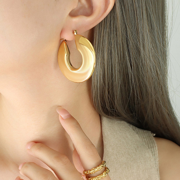 1 Pair Simple Style U Shape Stainless Steel Plating Hoop Earrings