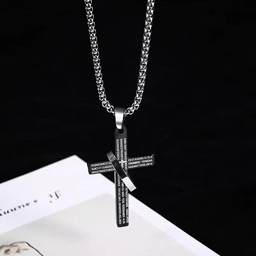 Vintage Style Exaggerated Simple Style Cross Stainless Steel  Plating Silver Plated Necklace