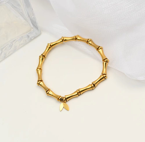 Bracelet plaqué or en acier titane avec nœud de style simple