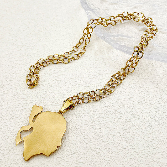 Casual Simple Style Human Stainless Steel  Gold Plated Pendant Necklace In Bulk