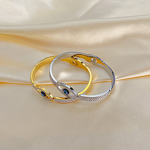 Bracelet en acier inoxydable et titane, Style Vintage, Style Simple, placage en acier, incrustation ajourée, bracelet en Zircon