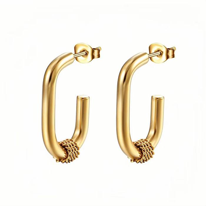 1 Paar Ohrringe aus Edelstahl mit 18-Karat-Vergoldung und geometrischer Grundbeschichtung
